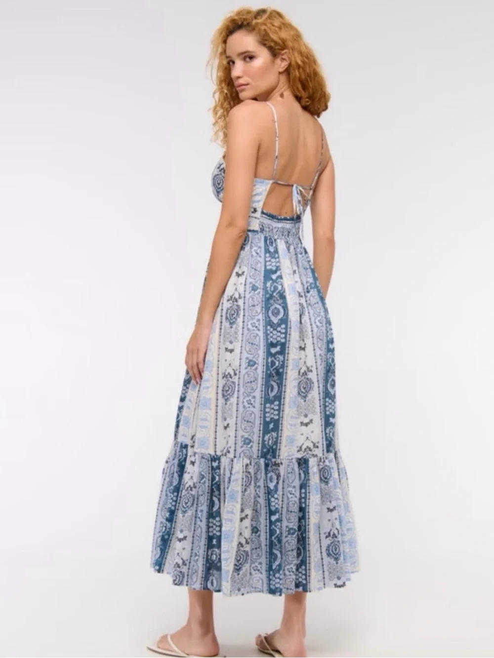 Abercrombie & Fitch Blue and White Paisley Maxi Dress